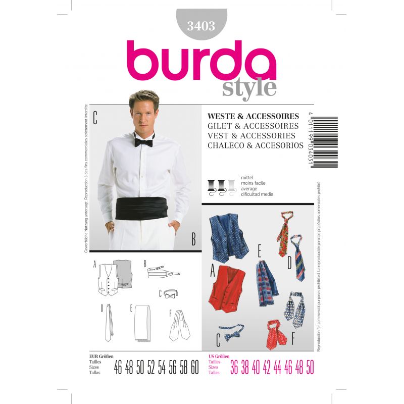 Patron N°3403 Burda style : Gilet / accessoires