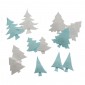 Décoration de Noël : Sapins blancs et turquoises à paillettes Réf 57/95/C1676