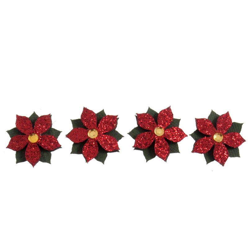 Décoration de Noël : Fleurs rouges à paillettes Réf 57/95/C1672
