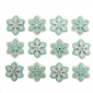 Embellissement, scrap : Flocons blancs et turquoises à paillettes et strass adhésifs Réf 57/95/C1677