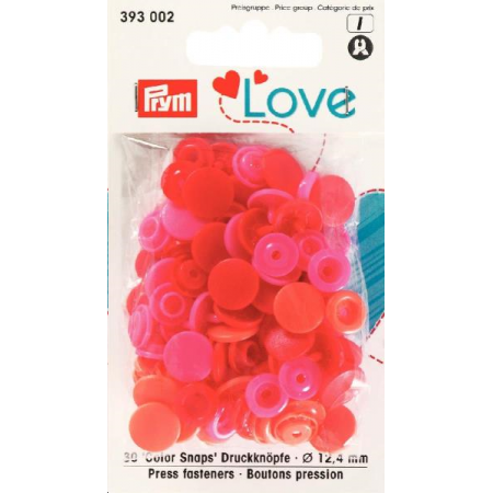Boutons pression rouge 12mm Prym Love Réf 66/393002