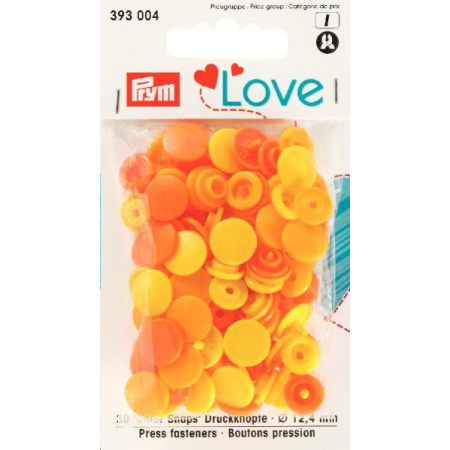 Boutons pression jaune 12mm Prym Love Réf 66/393004