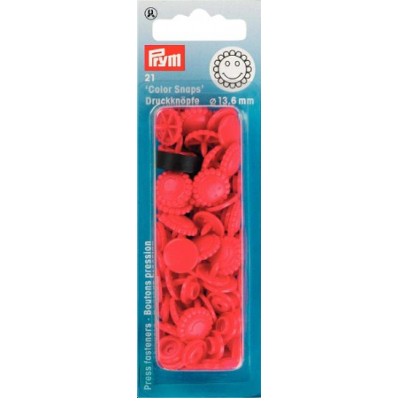 Boutons pression ColorSnaps Fleur 13,6 mm rouge