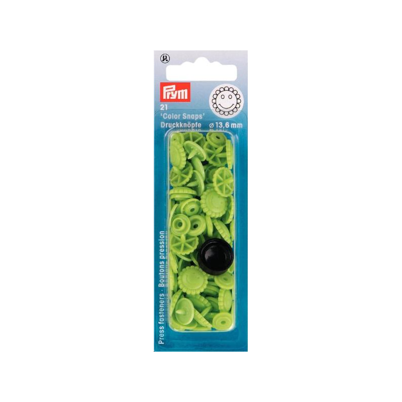 Boutons pression ColorSnaps Fleur 13,6 mm vert