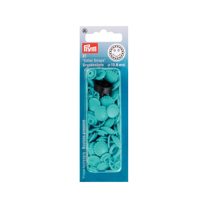 Boutons pression ColorSnaps Fleur 13,6 mm turquoise