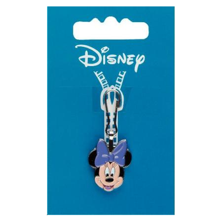 Tirette Fashion-Zipper Disney, avec mousqueton, Minnie Mouse, tête, métal antirouille. 1 piece