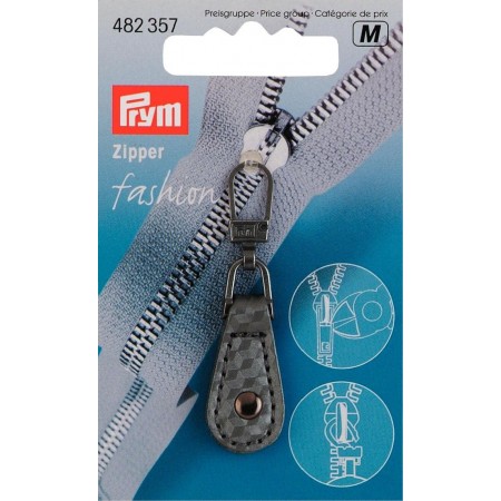 Tirette Fashion-Zipper Imitation Cuir Gris Argent Prym Réf 482357