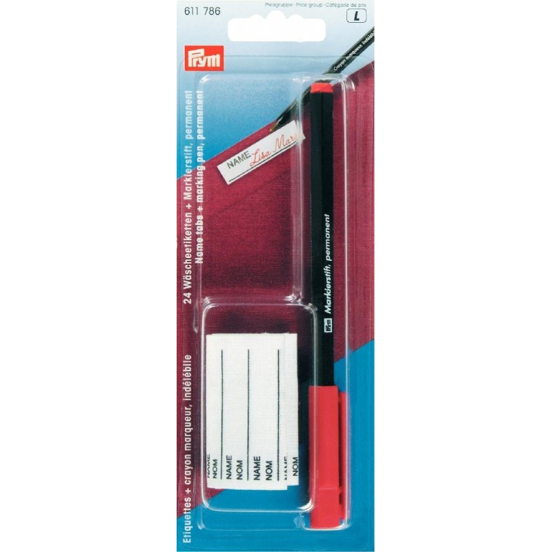 Crayon Marqueur Rouge + 24 Etiquettes Prym Réf 611786