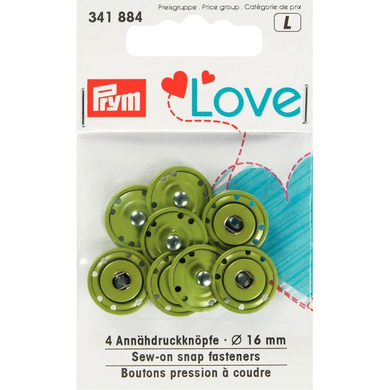 Pressions à coudre 16mm vert Prym Love Réf 66/341884