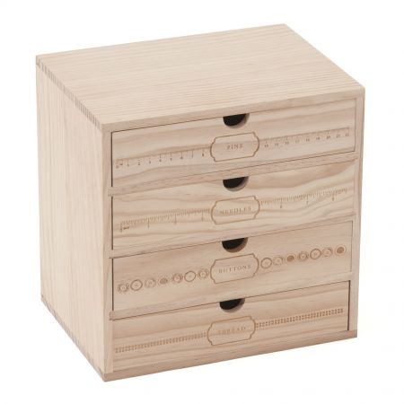 Wooden Storage Box w/Drawers