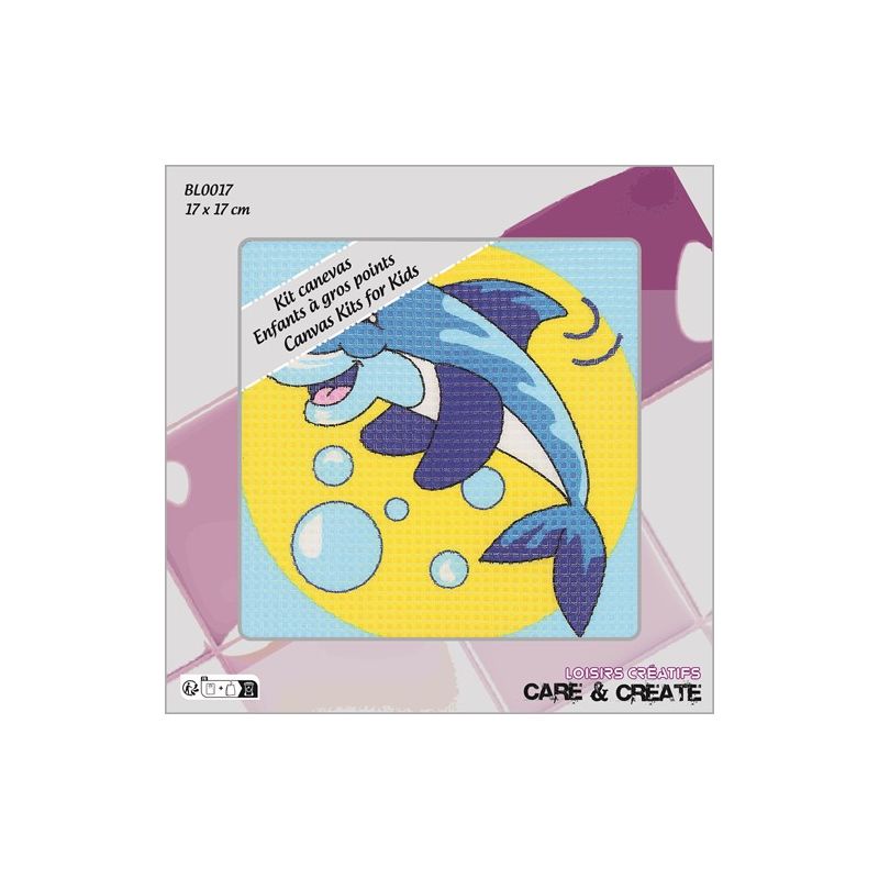 Canevas enfant, dauphin bleu, 15 x