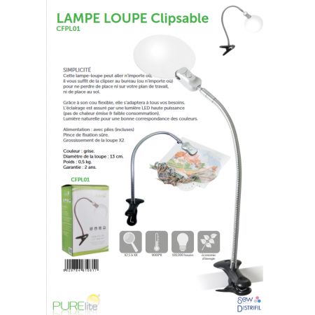 LAMPE LED LOUPE CLIPSABLE PURELITE CFPL01