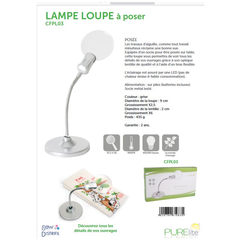 LAMPE LED LOUPE SUR SOCLE PURELITE CFPL03