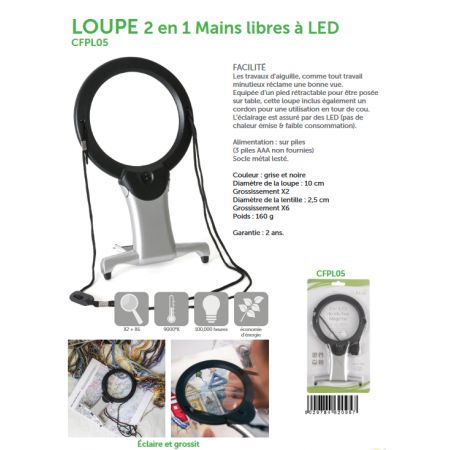 LAMPE LED LOUPE 2 EN 1 PURELITE CFPL05