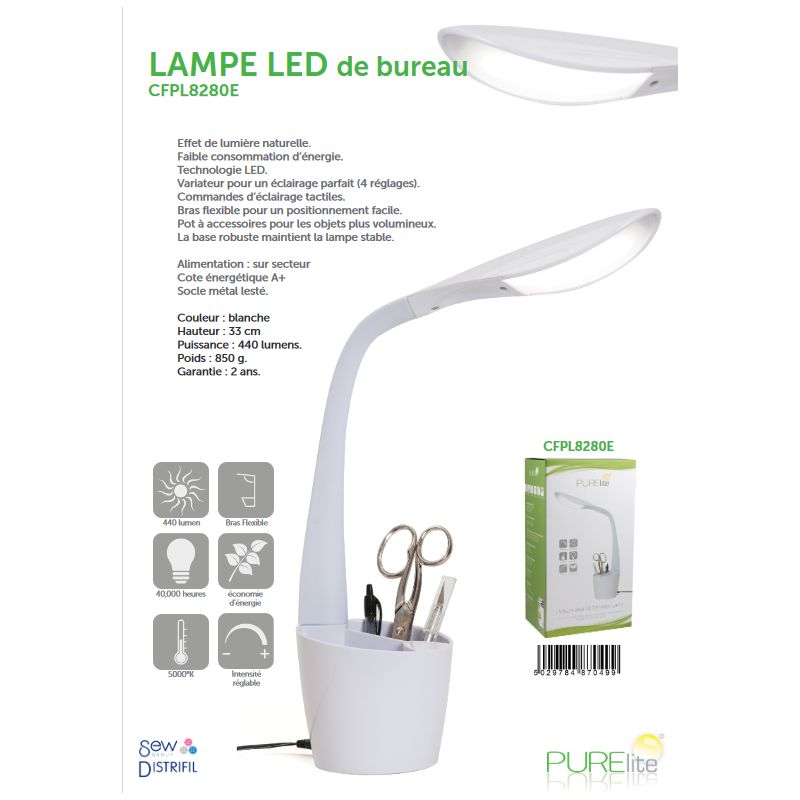 LAMPE LED BUREAU ET ACCESSOIRES PURELITE CFPL8280E