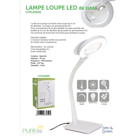 LAMPE LED LOUPE DE TABLE PURELITE CFPL8289E