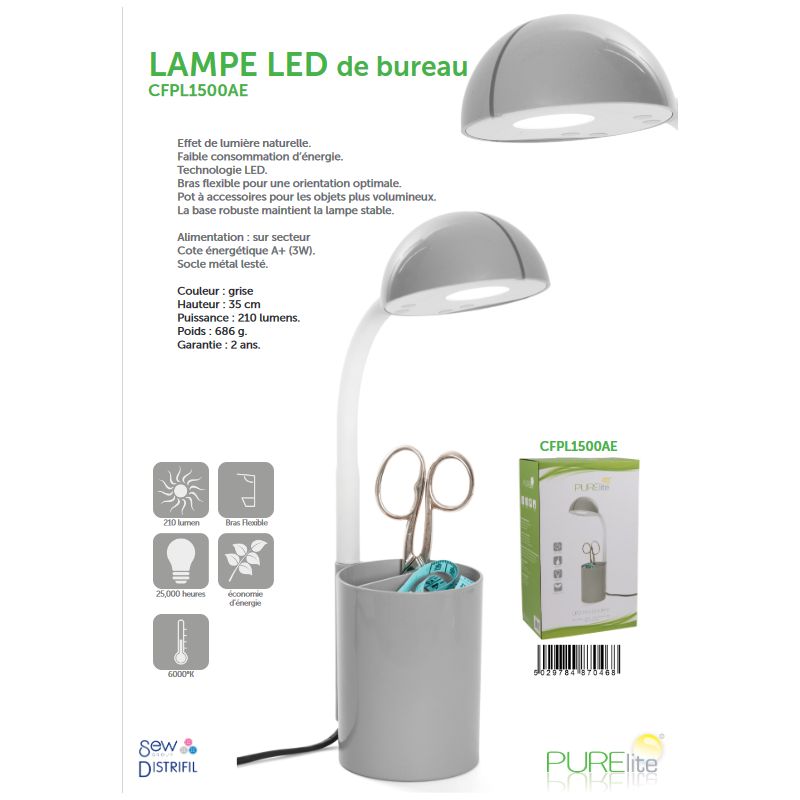 LAMPE LED DE BUREAU ET ACCESSOIRES PURELITE CFPL1500AE